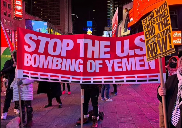 Anti-War Activists Rally Against US and UK Strikes in Yemen