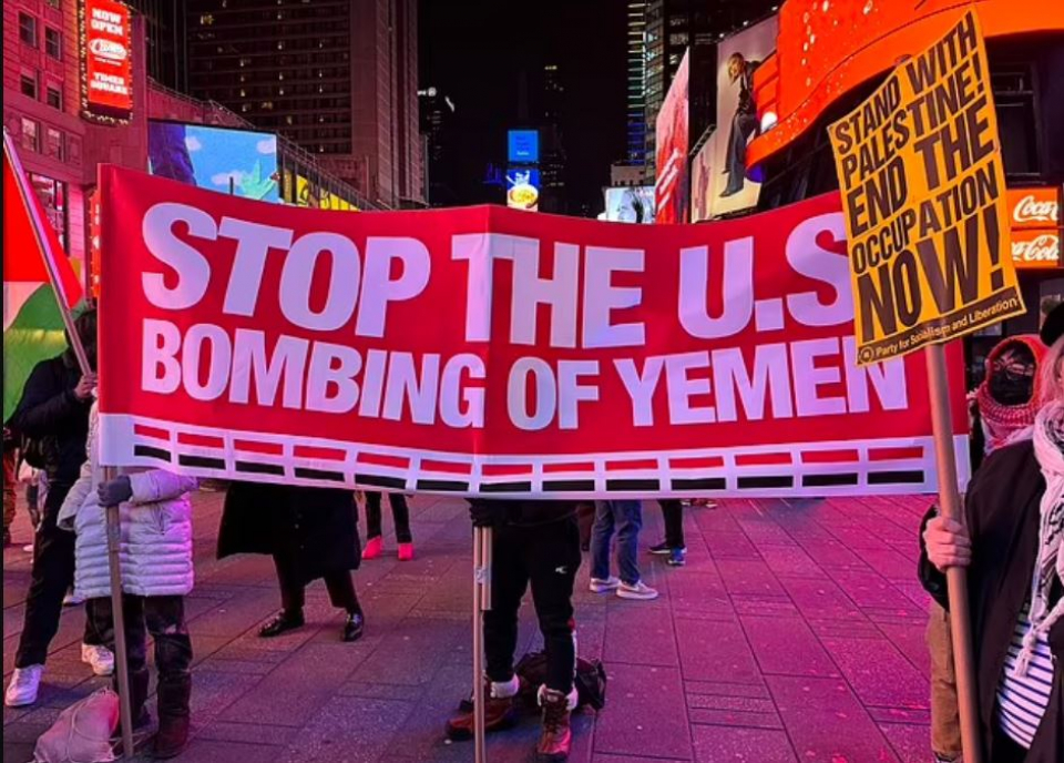 Anti-War Activists Rally Against US and UK Strikes in Yemen